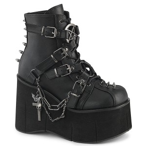 Women's Demonia Kera-68 Platform Boots Black Vegan Leather | EFT761385