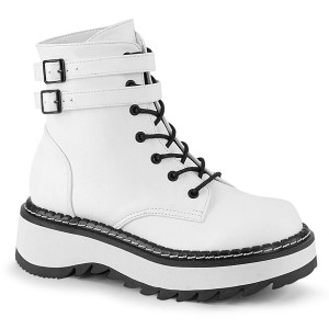 Women's Demonia Lilith-152 Platform Boots White Vegan Leather | FZS308192