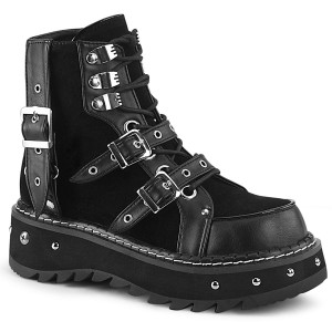 Women's Demonia Lilith-278 Platform Boots Black Vegan Leather-Vegan Suede | BZK410962