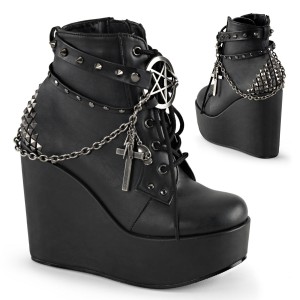 Women's Demonia Poison-101 Platform Boots Black Vegan Leather | FNQ627904