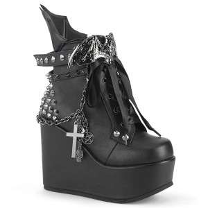 Women's Demonia Poison-107 Platform Boots Black Vegan Leather | KAM934715