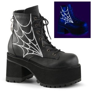 Women's Demonia Ranger-105 Platform Boots Black Vegan Leather | IMA825490