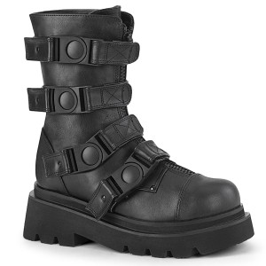 Women's Demonia Renegade-55 Platform Boots Black Vegan Leather | KUV672308