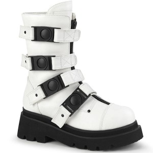 Women's Demonia Renegade-55 Platform Boots White Vegan Leather | BKA347625