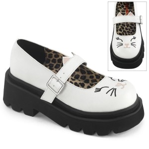 Women's Demonia Renegade-56 Mary Janes White Vegan Leather | EOL415389