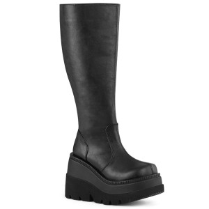 Women's Demonia Shaker-100WC Knee-high Boots Black Vegan Leather | QMP397052