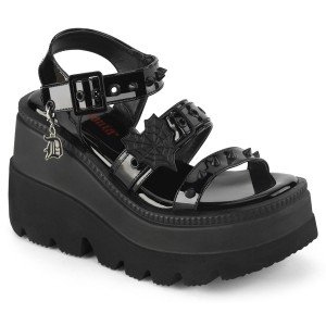 Women's Demonia Shaker-13 Sandals Black Patent | MLD590678