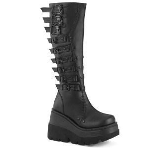 Women's Demonia Shaker-232 Knee-high Boots Black Vegan Leather | NPB415690