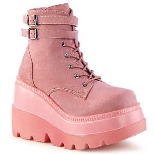 Women's Demonia Shaker-52 Platform Boots Baby Pink Vegan Suede | TGD625708