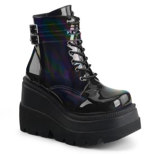 Women's Demonia Shaker-52 Platform Boots Black Hologram | ZKI815936