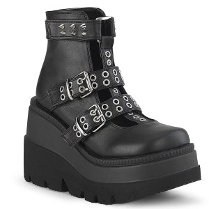 Women's Demonia Shaker-62 Platform Boots Black Vegan Leather | XLT504297