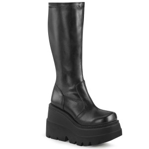 Women's Demonia Shaker-65 Platform Boots Black Str Vegan Leather | EQG504913