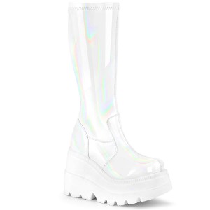 Women's Demonia Shaker-65 Platform Boots White Hologram | UNX275319