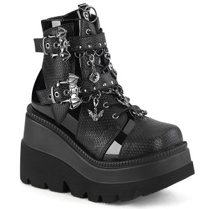 Women's Demonia Shaker-66 Platform Boots Black Vegan Leather | SCK187463