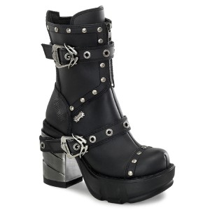 Women's Demonia Sinister-201 Platform Boots Black Vegan Leather | IRX735124