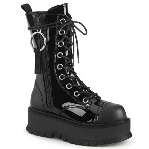 Women's Demonia Slacker-220 Platform Boots Black Vegan Leather | GWM930286