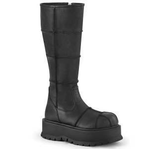 Women's Demonia Slacker-230 Knee-high Boots Black Vegan Leather | ROI642175