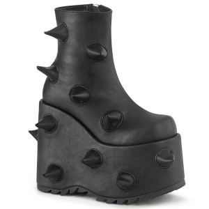 Women's Demonia Slay-77 Platform Boots Black Vegan Leather | KXB583092