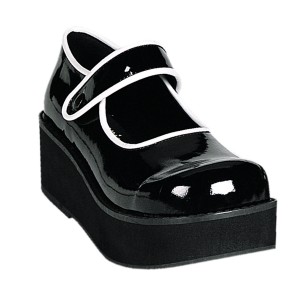 Women's Demonia Sprite-01 Mary Janes Black-White Patent | WGI907382