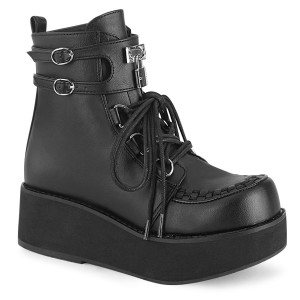 Women's Demonia Sprite-70 Platform Boots Black Vegan Leather | EZU960573