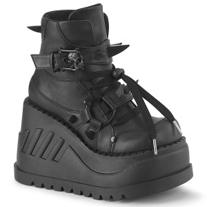 Women's Demonia Stomp-60 Platform Boots Black Vegan Leather | NQK473068