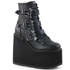 Women's Demonia Swing-103 Platform Boots Black Vegan Leather | QAW372546