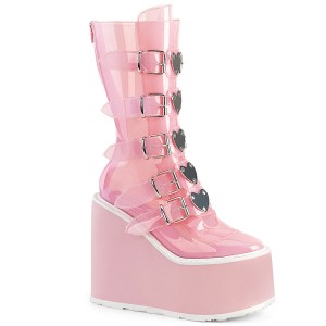 Women's Demonia Swing-230C Knee-high Boots Baby Pink TPU | RYH207369