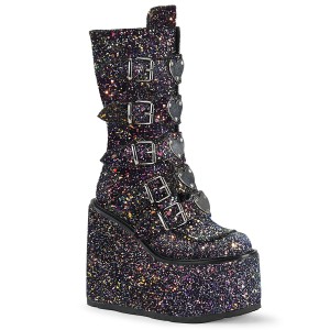 Women's Demonia Swing-230G Knee-high Boots Black Multi Glitter | NVJ608319