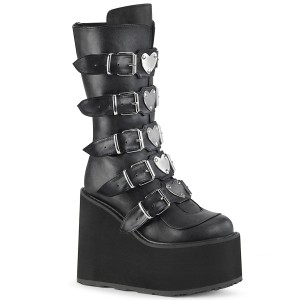 Women's Demonia Swing-230 Knee-high Boots Black Vegan Leather | QIC391608