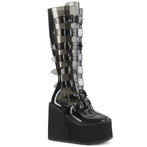 Women's Demonia Swing-815C Knee-high Boots Smoke TPU | DYJ345629