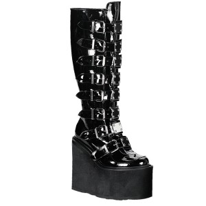 Women's Demonia Swing-815 Knee-high Boots Black Patent | BGH706923