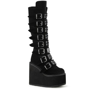 Women's Demonia Swing-815 Knee-high Boots Black Velvet | QCP730561