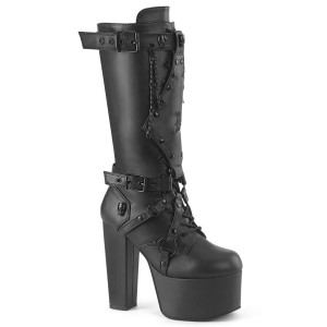 Women's Demonia Torment-218 Knee-high Boots Black Vegan Leather | FPZ419865