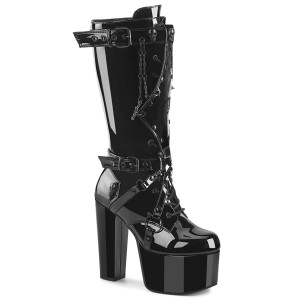 Women's Demonia Torment-218 Knee-high Boots Black Patent | OYZ136824