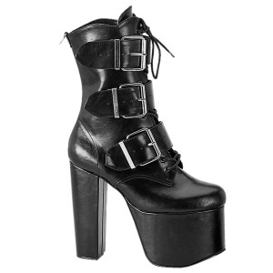 Women's Demonia Torment-703 Platform Boots Black Vegan Leather | YIJ135809