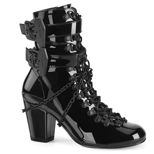 Women's Demonia Vivika-128 Ankle Boots Black Patent | IME169348