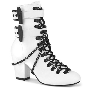 Women's Demonia Vivika-128 Ankle Boots White Vegan Leather | AEV784260