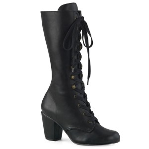 Women's Demonia Vivika-205 Knee-high Boots Black Vegan Leather | ESD270845