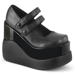 Women's Demonia Void-37 Platform Shoes Black Vegan Leather-Patent | ZDT047653