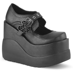 Women's Demonia Void-38 Platform Shoes Black Vegan Leather | HCN062815