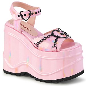 Women's Demonia Wave-09 Sandals Baby Pink Hologram | ELT475692