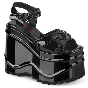 Women's Demonia Wave-09 Sandals Black Patent | NSD891320