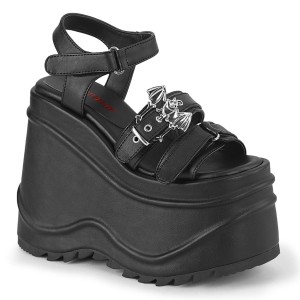 Women's Demonia Wave-13 Sandals Black Vegan Leather | PRL231906