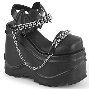 Women's Demonia Wave-20 Sandals Black Vegan Leather | OEH150286