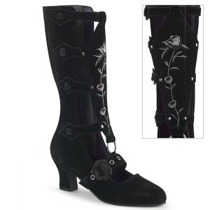 Women's Demonia Whimsy-118 Knee-high Boots Black Vegan Suede | RWF419075