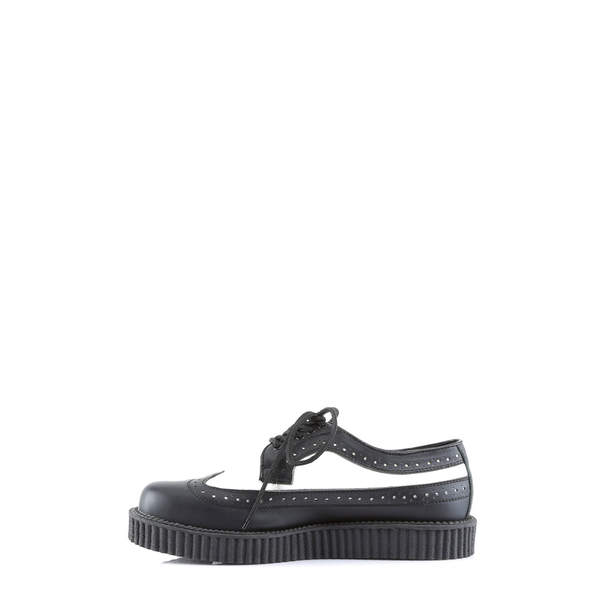 Men Demonia Creeper-608 Creepers Shoes Black-White Leather | DNG641583