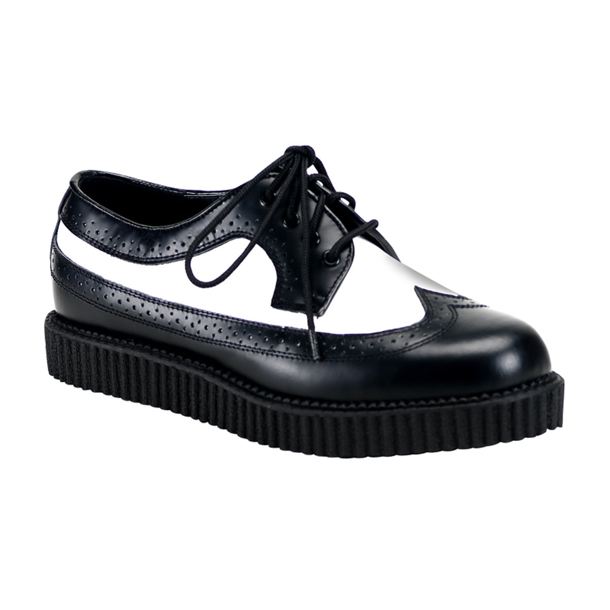 Men Demonia Creeper-608 Creepers Shoes Black-White Leather | DNG641583