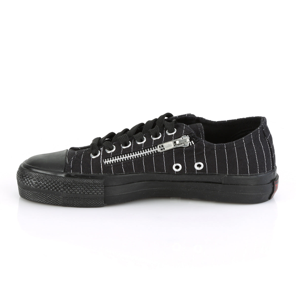 Men Demonia Deviant-06 Sneakers Black Canvas-White Pinstripes | DXS480132