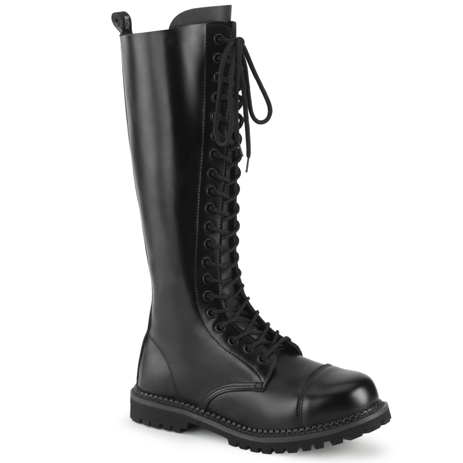 Men Demonia Riot-20 Knee-high Boots Black Leather | CVD619870