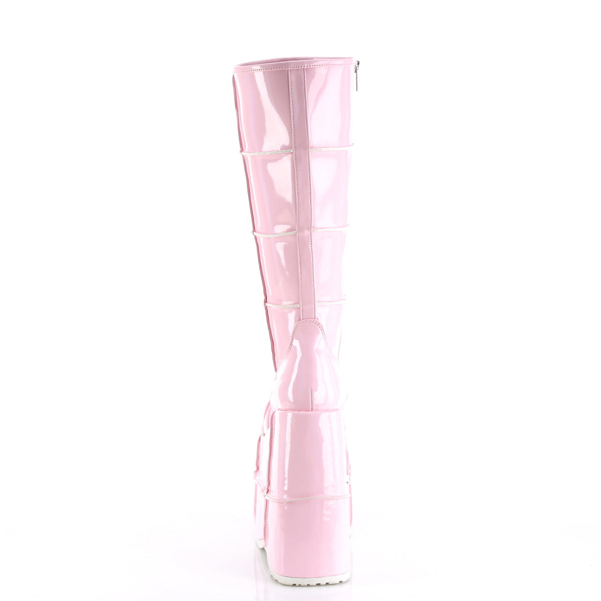 Men Demonia Stack-301 Knee-high Boots Baby Pink Hologram | BHZ826537